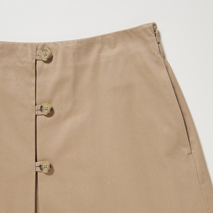 uniqlo cotton midi womens skirts beige