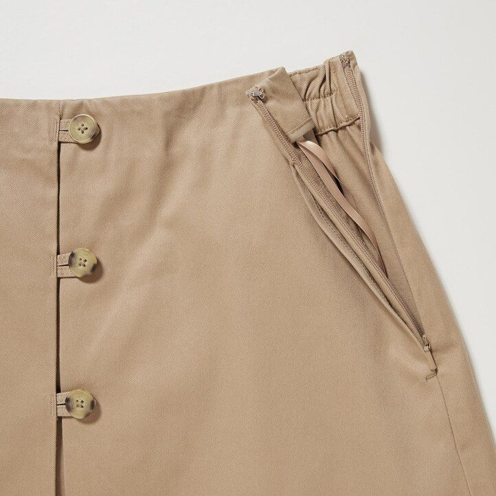 uniqlo cotton midi womens skirts beige