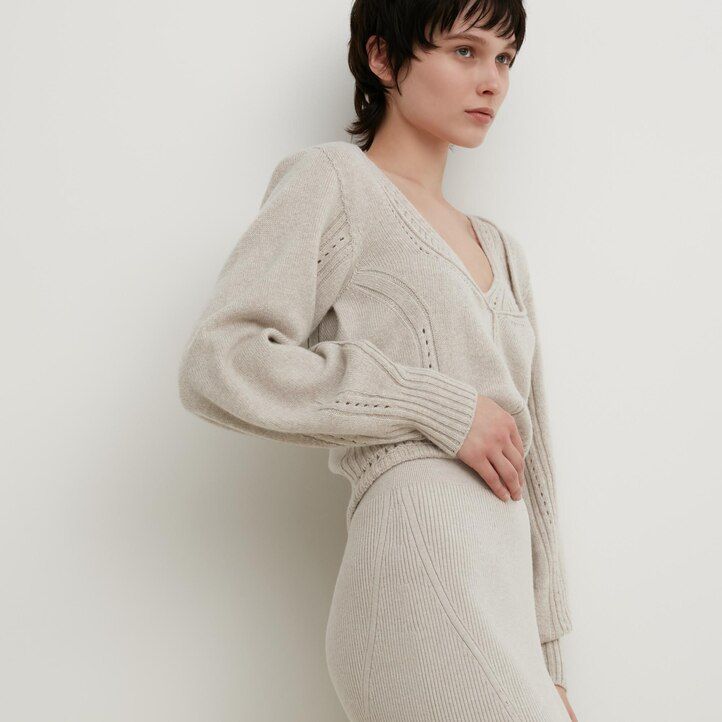 uniqlo 3d knit seamless souffle yarn ribbed womens skirts beige