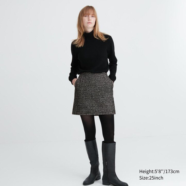 grey uniqlo tweed mini womens skirts