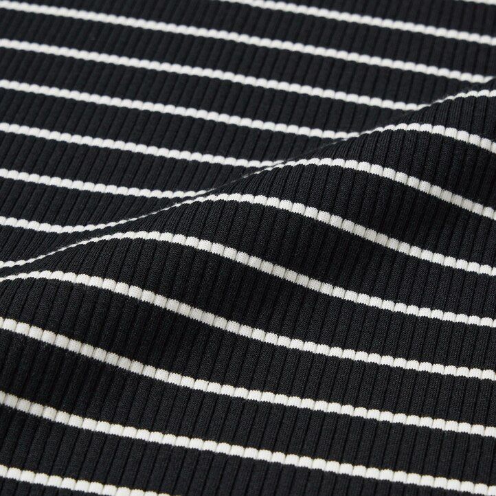 black womens uniqlo ribbed striped high neck sleeved t shirts
