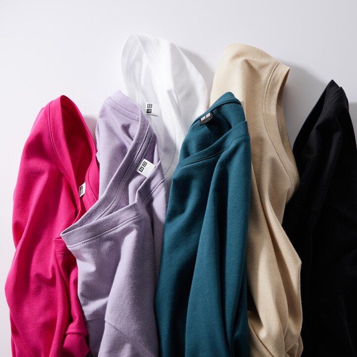 uniqlo 100pct supima cotton crew neck sleeved womens t shirts green