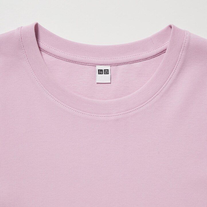 pink womens uniqlo cropped fit sleeved t shirts