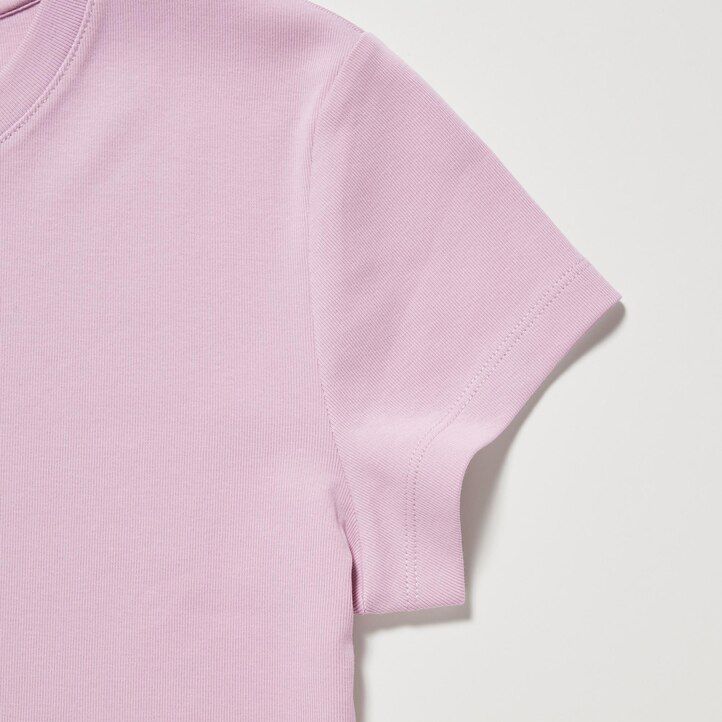 pink womens uniqlo cropped fit sleeved t shirts