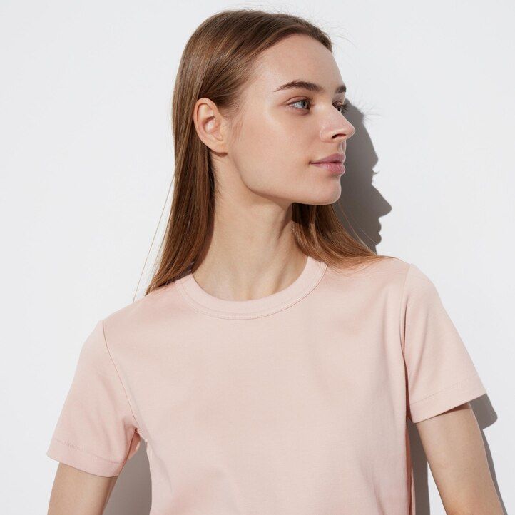 brown uniqlo uniqlo u crew neck sleeved womens t shirts