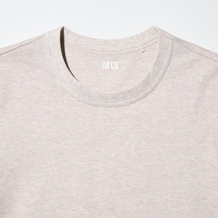 brown uniqlo uniqlo u crew neck sleeved womens t shirts