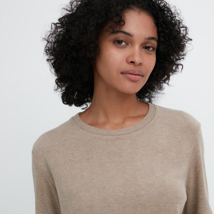 green womens uniqlo heattech fleece crew neck sleeved thermal t shirts