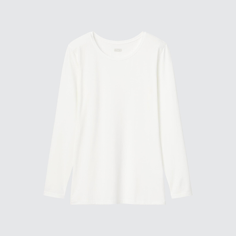 uniqlo heattech crew neck sleeved thermal womens t shirts white