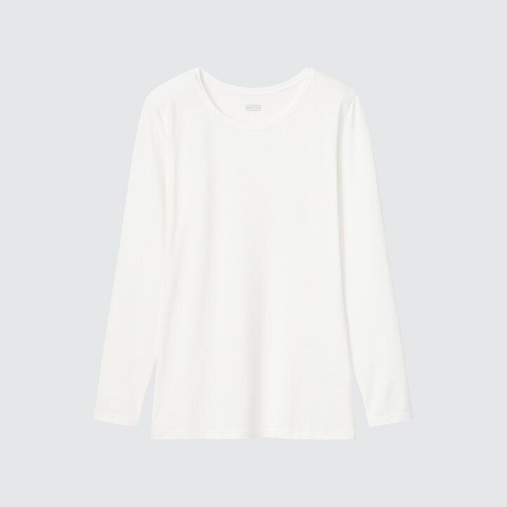uniqlo heattech crew neck sleeved thermal womens t shirts white