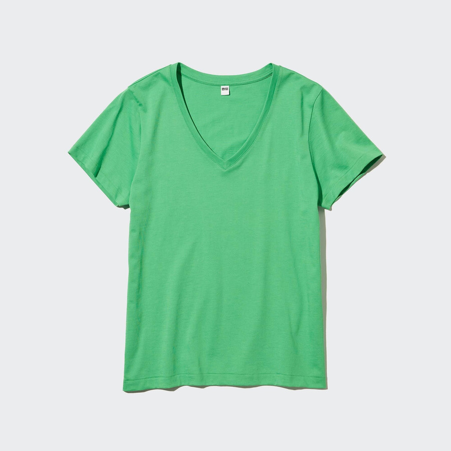green womens uniqlo 100pct supima cotton v neck t shirts