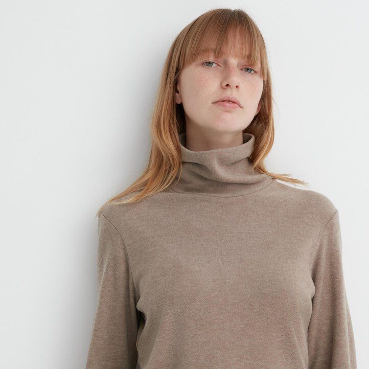 red uniqlo heattech fleece sleeved thermal womens t shirts