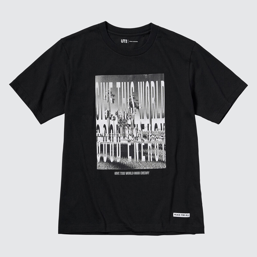black uniqlo peace for all graphic kosuke kawamura womens t shirts