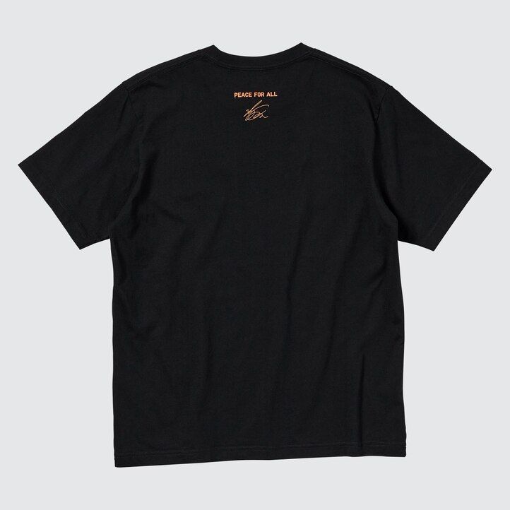 black womens uniqlo peace for all graphic shingo kunieda t shirts