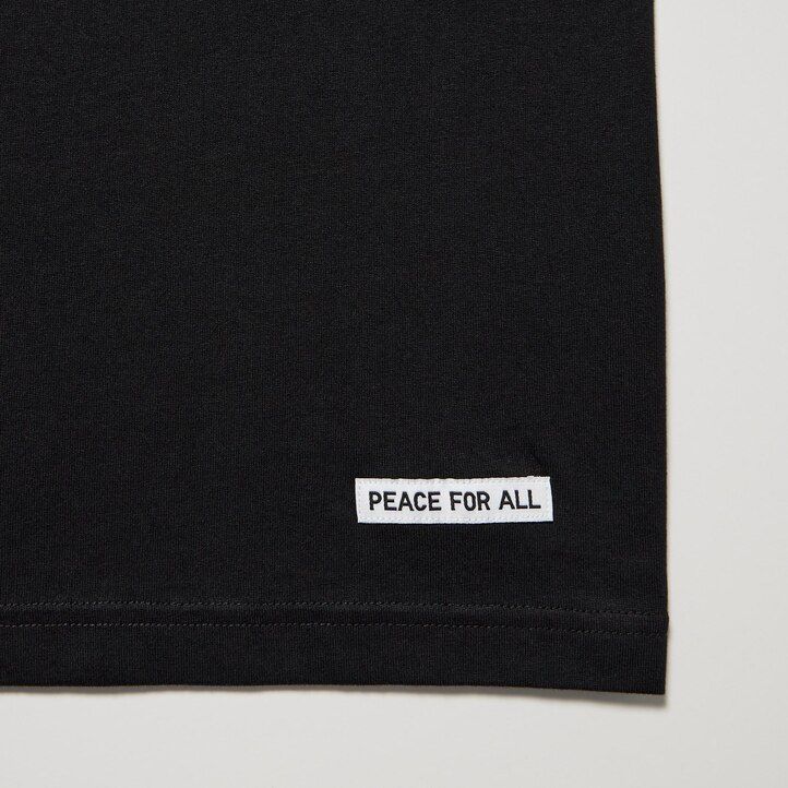 black womens uniqlo peace for all graphic shingo kunieda t shirts