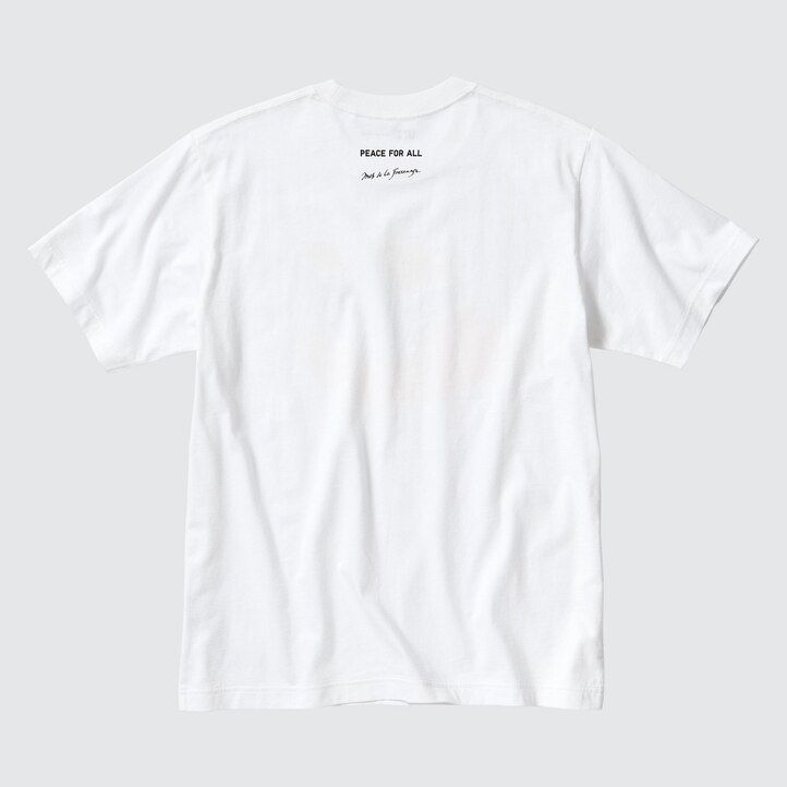 white womens uniqlo peace for all graphic ines de la fressange t shirts