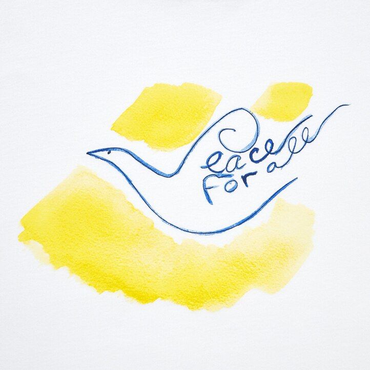white womens uniqlo peace for all graphic ines de la fressange t shirts