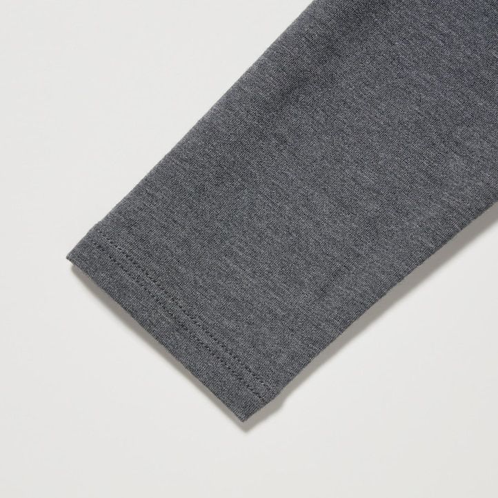 light grey uniqlo heattech extra warm cotton scoop neck sleeved thermal womens t shirts