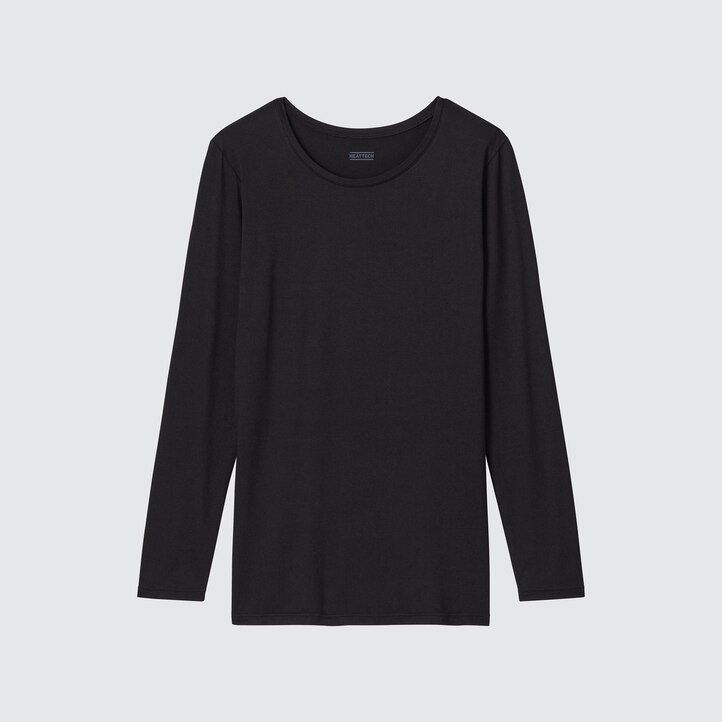 dark grey womens uniqlo heattech crew neck sleeved thermal t shirts