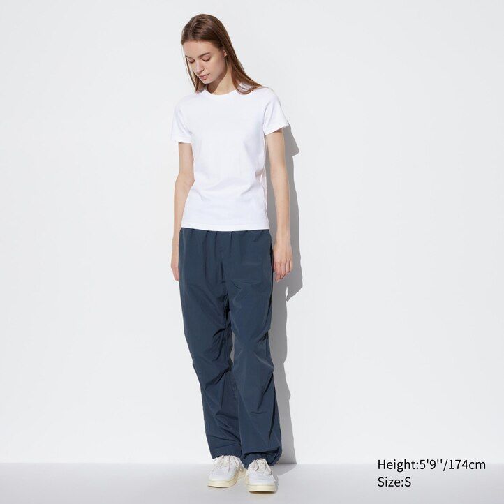 womens uniqlo crew neck sleeved t shirts white