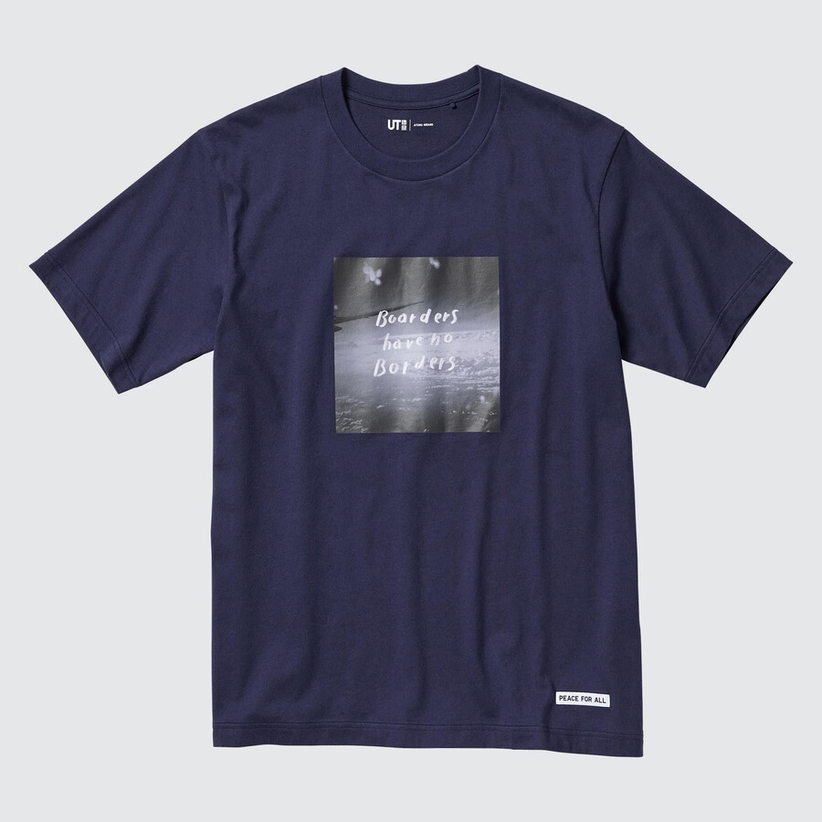 navy uniqlo peace for all graphic ayumu hirano womens t shirts