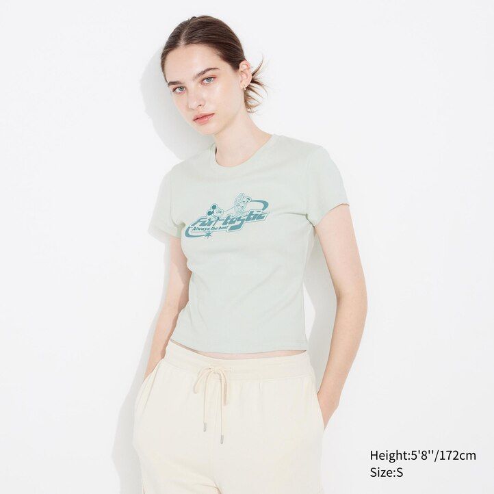 light green womens uniqlo disney collection mini ut graphic t shirts