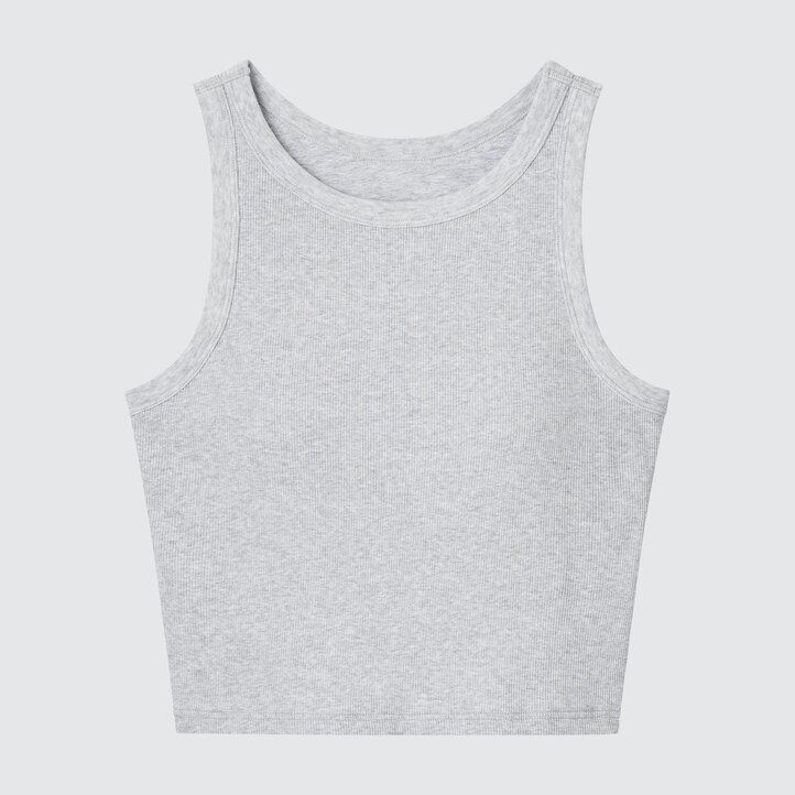 womens uniqlo ribbed cropped sleeveless t shirts white