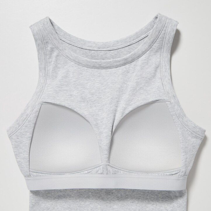 womens uniqlo ribbed cropped sleeveless t shirts white
