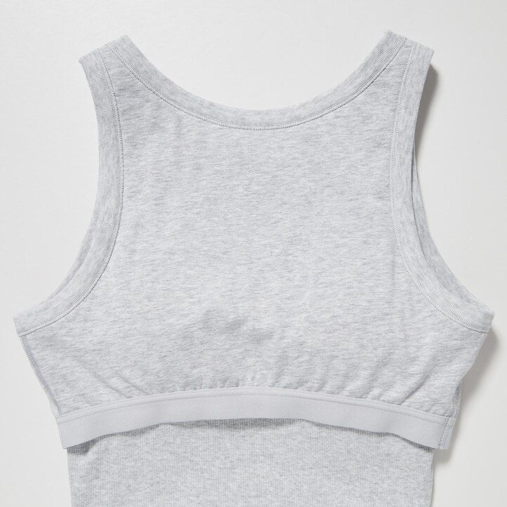 womens uniqlo ribbed cropped sleeveless t shirts white