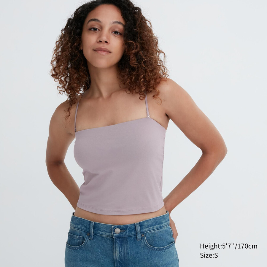 grey womens uniqlo airism cotton cropped tube t shirts