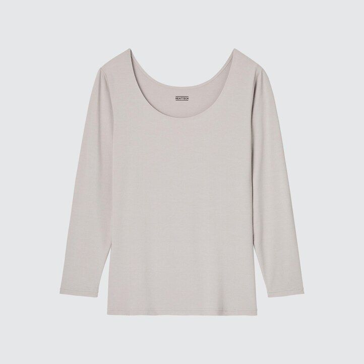 burgundy uniqlo heattech scoop neck sleeved thermal womens t shirts