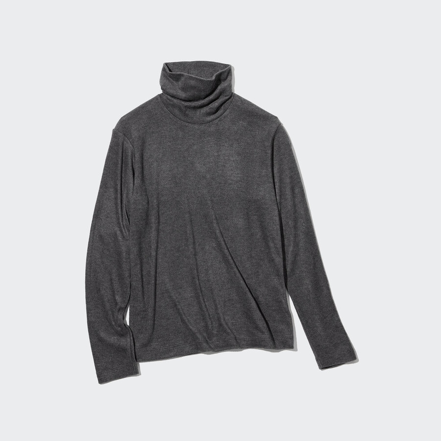 uniqlo heattech fleece sleeved thermal womens t shirts grey