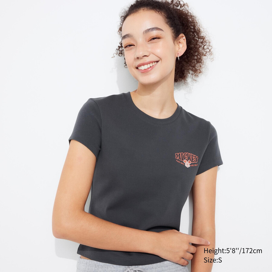 uniqlo disney collection mini ut graphic womens t shirts dark grey