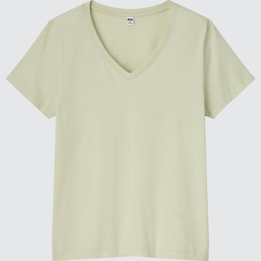 light green uniqlo 100pct supima cotton v neck womens t shirts