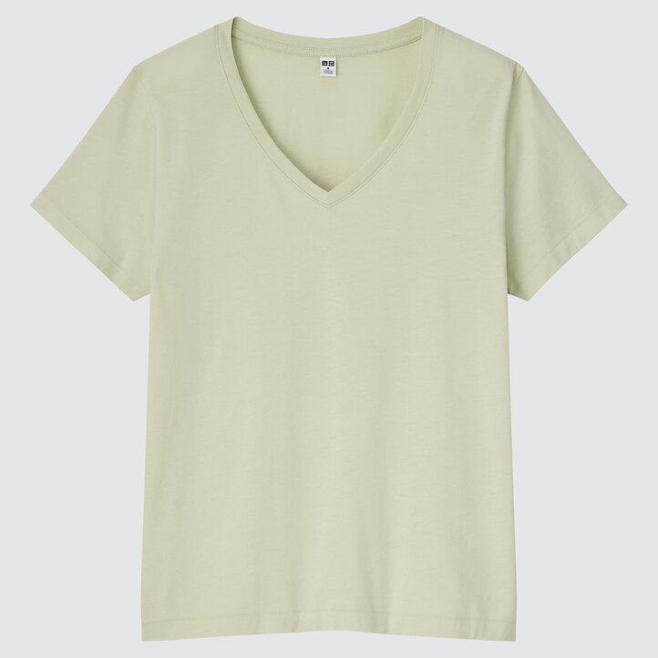 light green uniqlo 100pct supima cotton v neck womens t shirts