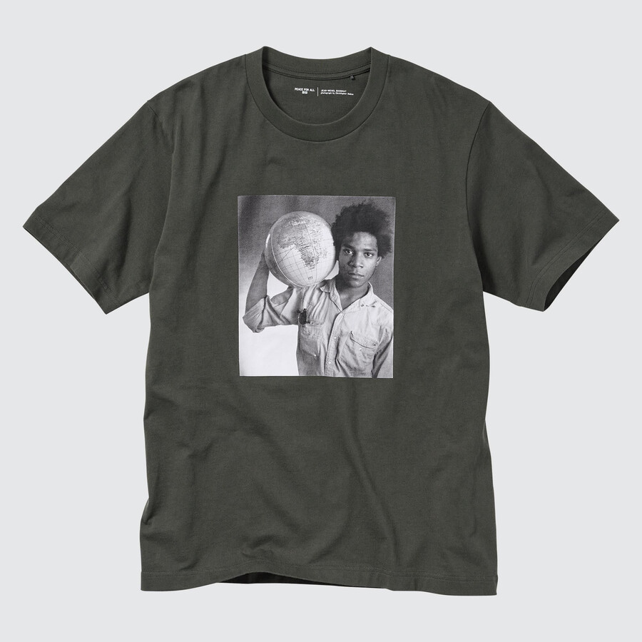 uniqlo peace for all graphic jean michel basquiat and christopher makos womens t shirts dark grey