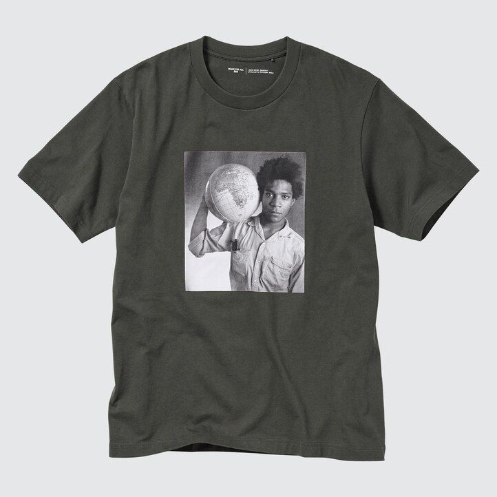 uniqlo peace for all graphic jean michel basquiat and christopher makos womens t shirts dark grey