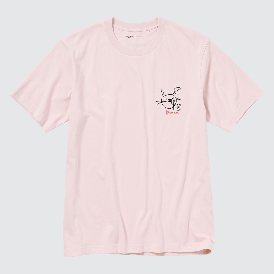 pink uniqlo peace for all graphic haruka ayase womens t shirts