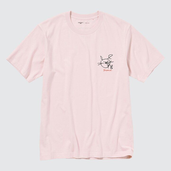 pink uniqlo peace for all graphic haruka ayase womens t shirts