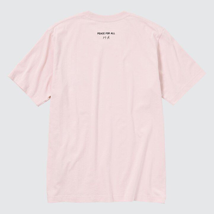 pink uniqlo peace for all graphic haruka ayase womens t shirts