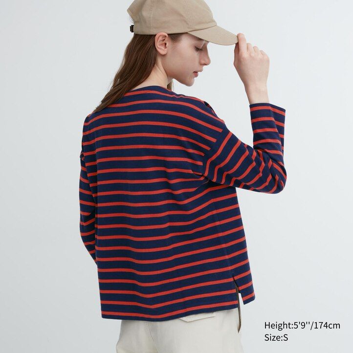 womens uniqlo striped sleeved t shirts white