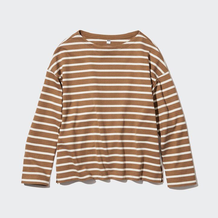 womens uniqlo striped sleeved t shirts white