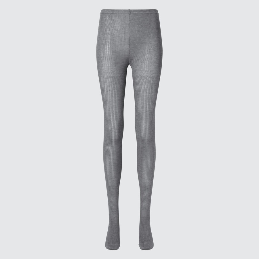 grey uniqlo heattech ribbed knitted thermal womens tight