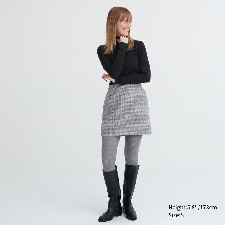 grey uniqlo heattech ribbed knitted thermal womens tight