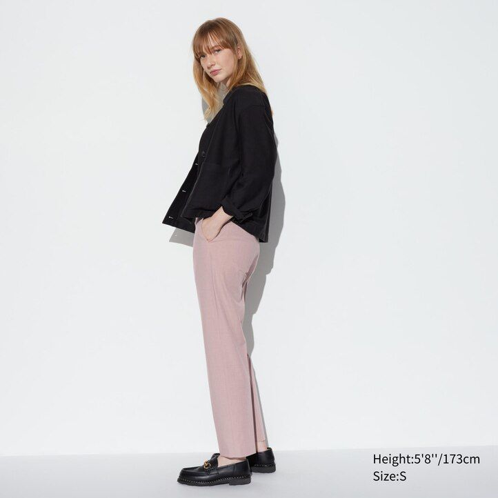 beige uniqlo smart ankle length womens tops