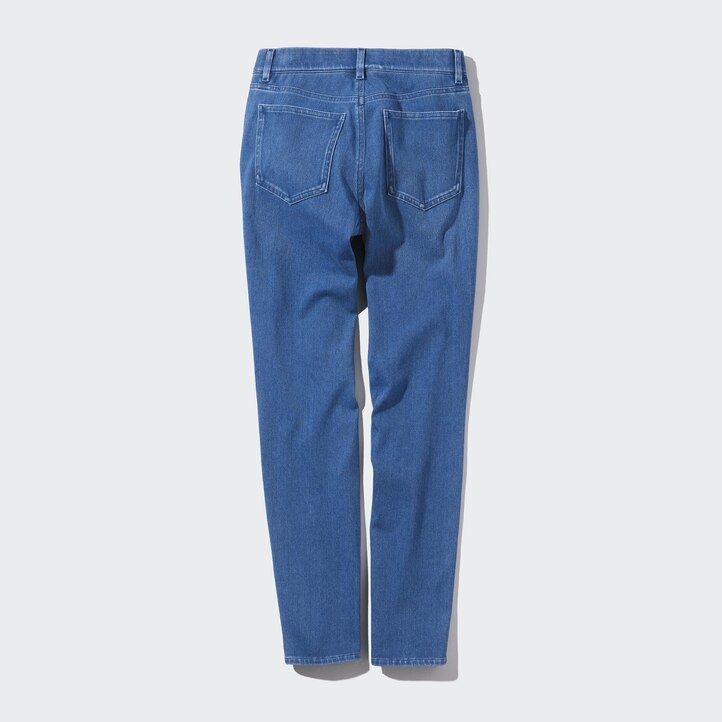 blue womens uniqlo ultra stretch denim tops