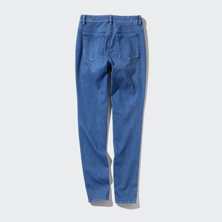 womens uniqlo ultra stretch denim tops blue