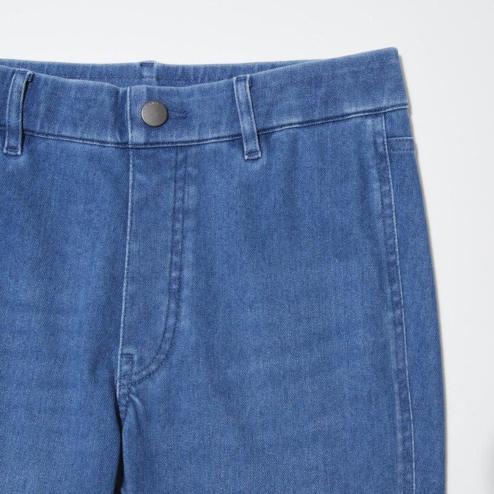 womens uniqlo ultra stretch denim tops blue