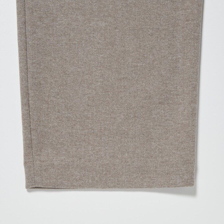 uniqlo brushed jersey pleated wide leg womens tops beige