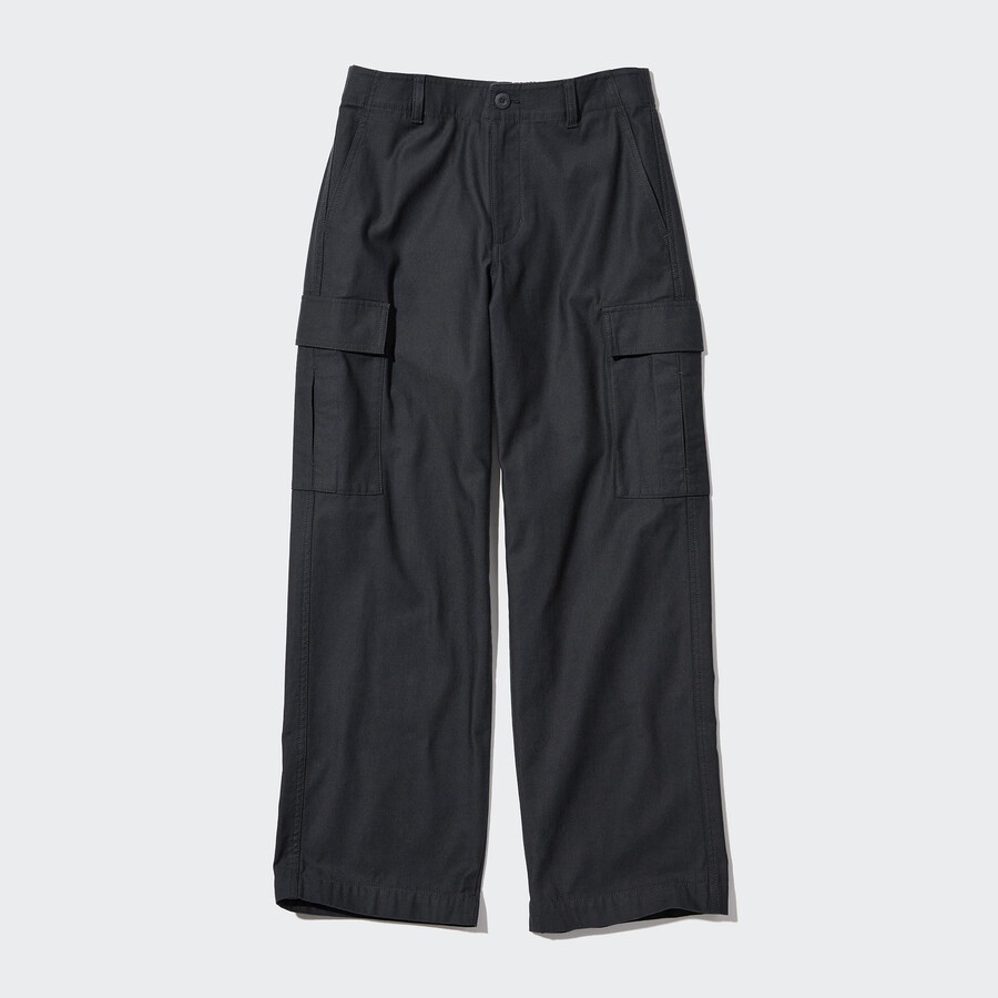 dark grey uniqlo wide straight legrgo womens tops