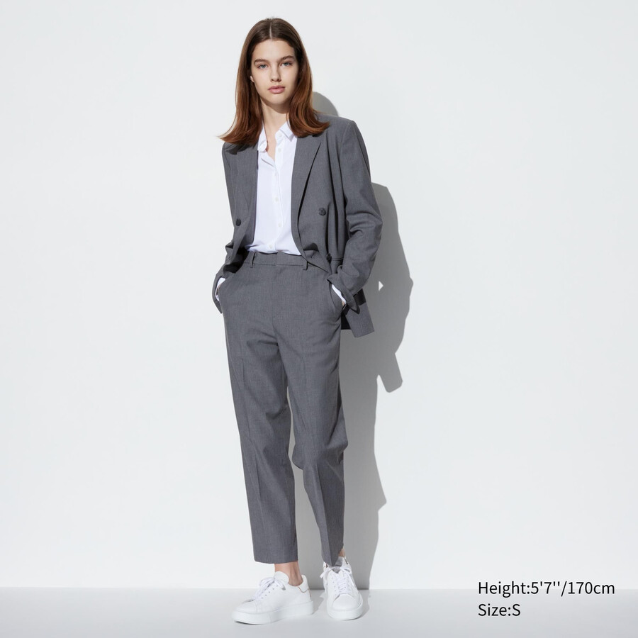 uniqlo smart ankle length womens tops grey
